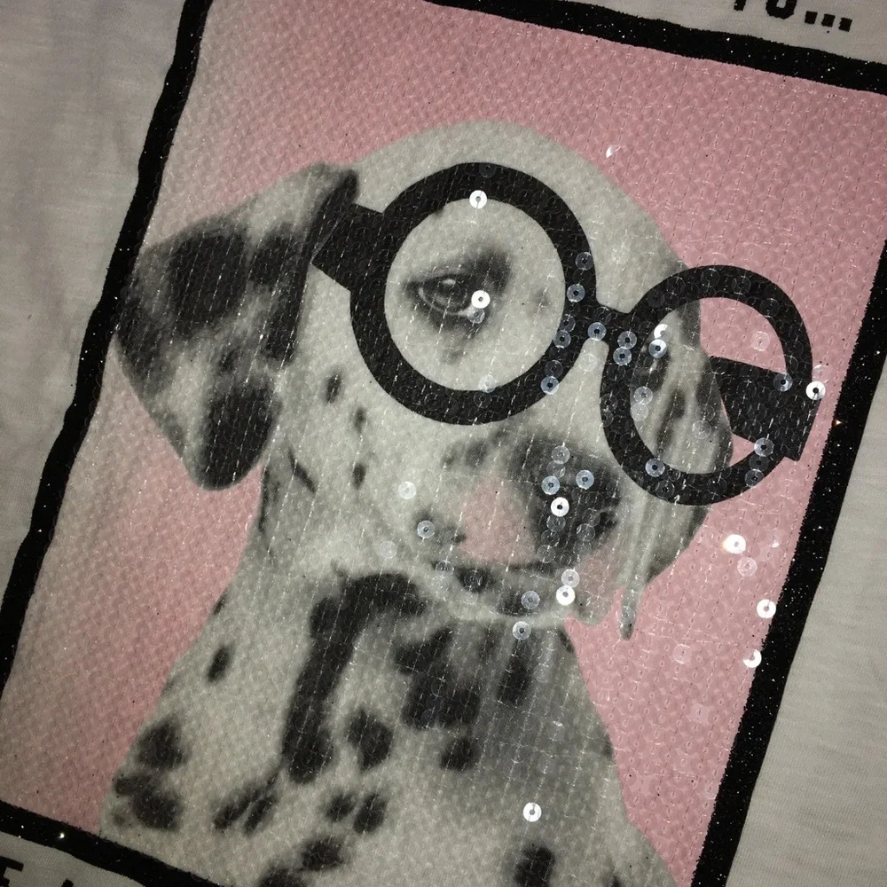 Justice Graphic Tee with Dalmatian Print with Sequins
